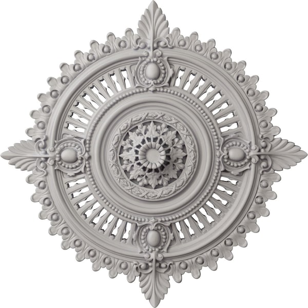 Ekena Millwork Haylynn Ceiling Medallion (Fits Canopies up to 1 1/4"), 29 1/8"OD x 1 1/4"ID x 4"P, Ultra Pure White CM29HYUWF - main